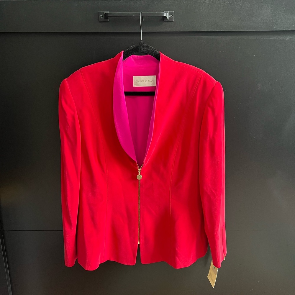 Dana Buchman Red Blazer with Pink Lining